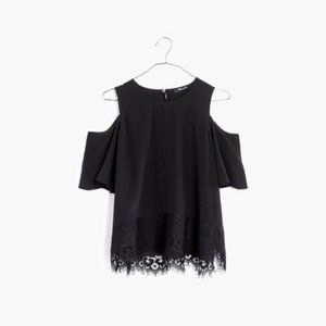 Madewell silk cold shoulder lace top size L